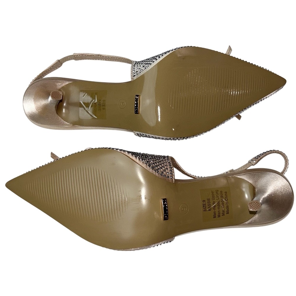 Bellini Heels Kassie Champagne Diamanté Women's Size 9 Nude New Without Tags - Picture 5 of 7